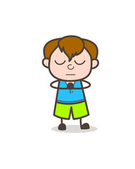Praying Pose - Cute Cartoon Boy Illustration