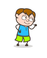 Running Pose in Happy Mood - Cute Cartoon Boy Illustration