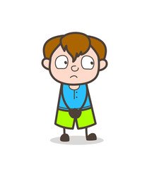 Expressionless Sad Face - Cute Cartoon Boy Illustration