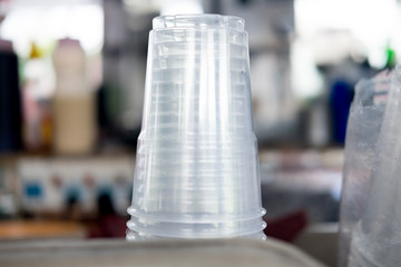 Takeaway plastic glass in coffee shop