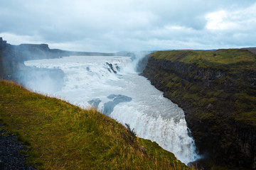 Iceland, waterfall Gullfoss tour of the Golden ring