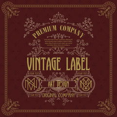 Old vintage card with griffin and floral ornament - vector