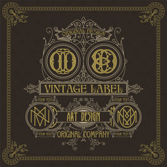 Old vintage card with griffin and floral ornament - vector