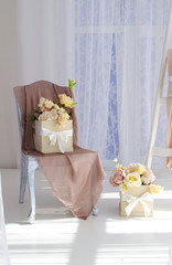 The fragment of the interior in the shabby chic style.