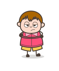 Little Boy in Angry Mood - Cute Cartoon Fat Kid Illustration