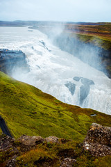 Iceland, waterfall Gullfoss tour of the Golden ring