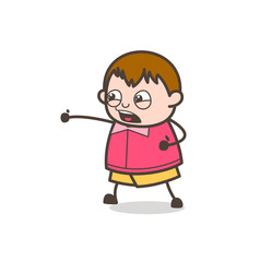 Aggressive Gesture - Cute Cartoon Fat Kid Illustration
