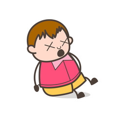 Dizzy Face - Cute Cartoon Fat Kid Illustration