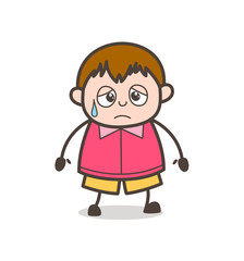 Emotional Crying Face - Cute Cartoon Fat Kid Illustration