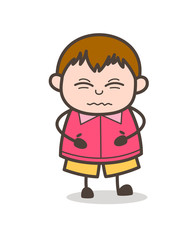 Confounded Expression - Cute Cartoon Fat Kid Illustration
