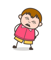 Painful Expression - Cute Cartoon Fat Kid Illustration