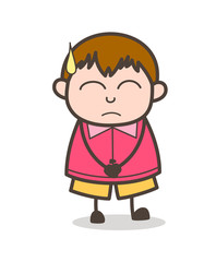 Disappointed Face - Cute Cartoon Fat Kid Illustration