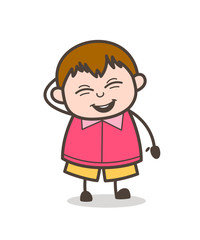 Cheerful Face - Cute Cartoon Fat Kid Illustration
