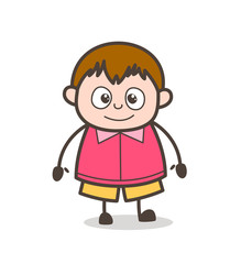 Lovely Smiling Face Expression - Cute Cartoon Fat Kid Illustration