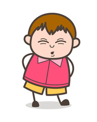 Funny Face and Pose - Cute Cartoon Fat Kid Illustration