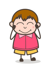 Blushing Expression - Cute Cartoon Fat Kid Illustration