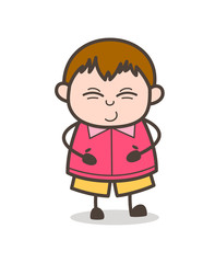 Lovely Smiling Face - Cute Cartoon Fat Kid Illustration