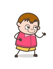 Running in Happy Mood - Cute Cartoon Fat Kid Illustration