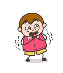 Screaming in Fear - Cute Cartoon Fat Kid Illustration