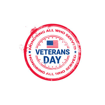 Veteran Day Grunge Rubber Stamp On White