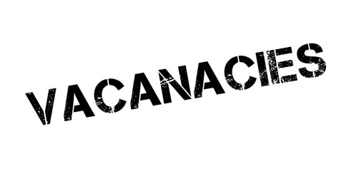 Vacanacies rubber stamp. Grunge design with dust scratches. Effects can be easily removed for a clean, crisp look. Color is easily changed.