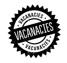 Vacanacies rubber stamp. Grunge design with dust scratches. Effects can be easily removed for a clean, crisp look. Color is easily changed.