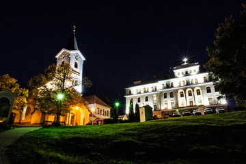Church of Mother God and Missionary museum, Nitra, Slovakia, night scene