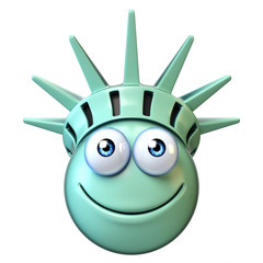 Statue of liberty emoji, cartoon emoticon 3d rendering © koya979