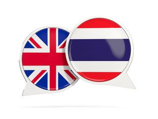 Chat bubbles of UK and Thailand isolated on white