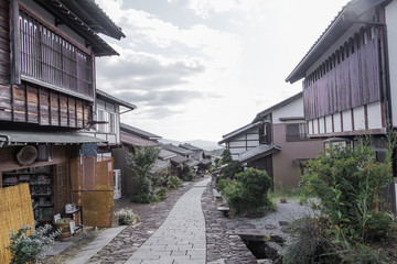 The old  town or old buildings of Magome  for  the travelers walking at old street in Nagano Prefecture, JAPAN.