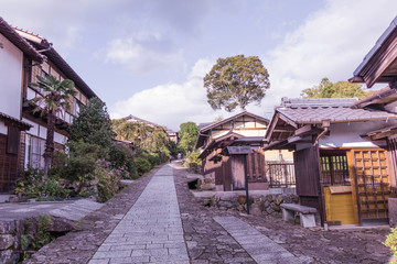 The old  town or old buildings of Magome  for  the travelers walking at old street in Nagano Prefecture, JAPAN.