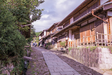 The old  town or old buildings of Magome  for  the travelers walking at old street in Nagano Prefecture, JAPAN.