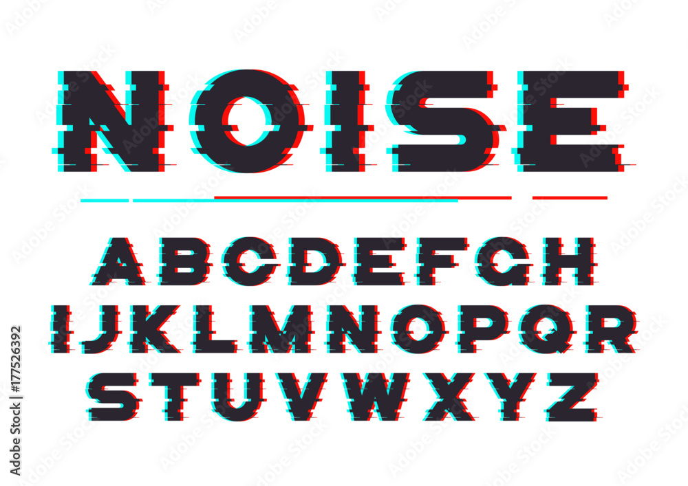 Sticker Decorative bold font with digital noise, distortion, glitch effe