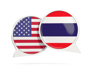 Chat bubbles of USA and Thailand isolated on white