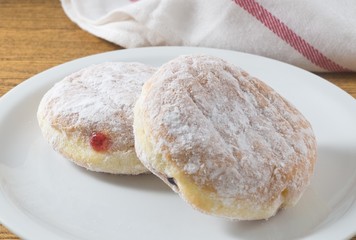 Two Fresh Donut Filled with Strawberry Jam