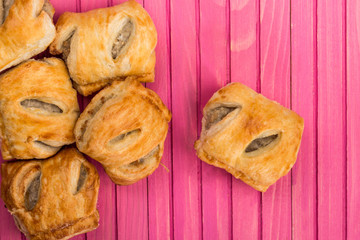 Pile Stack or Selection of Sausage Rolls Savoury Snacks