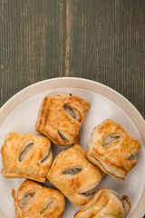 Pile Stack or Selection of Sausage Rolls Savoury Snacks