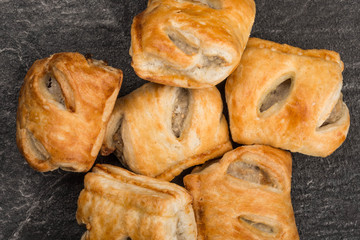 Pile Stack or Selection of Sausage Rolls Savoury Snacks