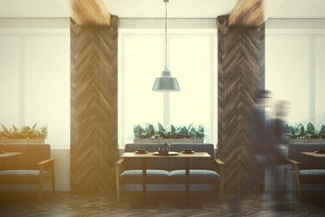 Bar interior gray sofas toned