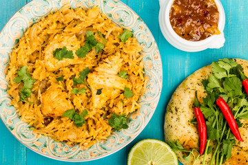 Indian Style Chicken Biryani Curry With Rice