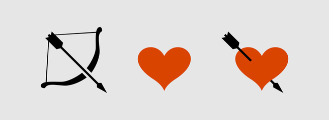 Bow arrow and heart icons