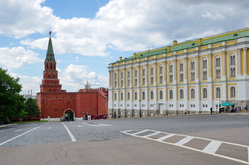 The building of the Armoury chamber and the Borovitskaya tower of the Moscow Kremlin