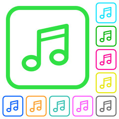 Music note vivid colored flat icons icons