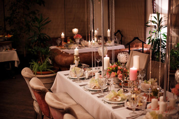 Decorated table at a wedding