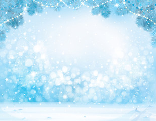 Vector blue  Christmas, winter  background.