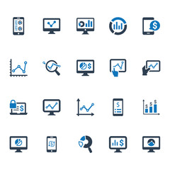 Online Business Report Icons (set 1) - Blue Version