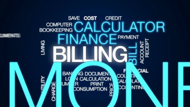 Billing animated word cloud, text design animation.