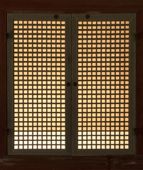 Korean traditional window with grid on it