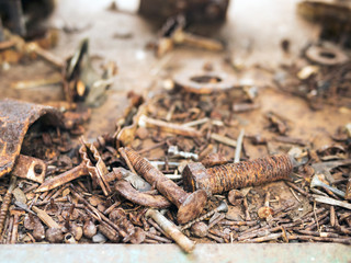 Rusted bolts, screws, nails