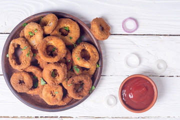 Homemade сrunchy fried onion rings